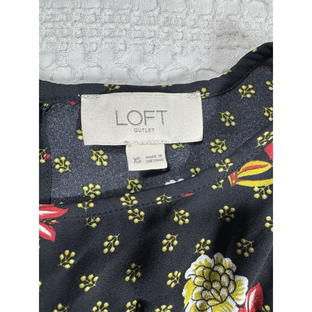 LOFT Outlet Sleeveless Floral Tank Top Blouse XS Black Red Workwear Office (B7)‎ - Picture 5 of 7